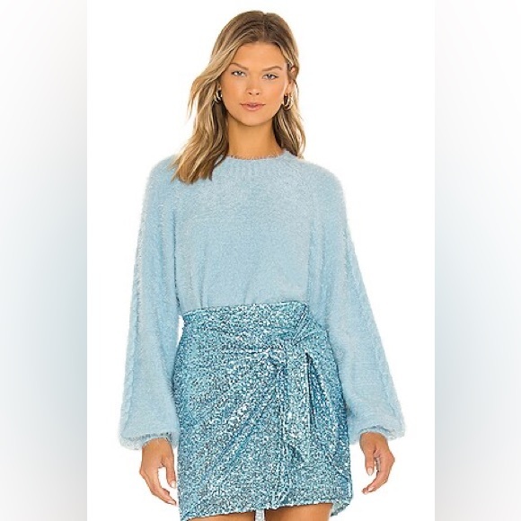 Show Me Your Mumu Vienna Sweater in Frosty Blue Knit Small Winter Holiday - Picture 2 of 11